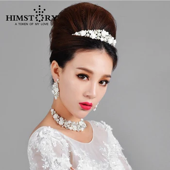 HIMSTORY Elegant Rhinestone Pearl Flower Wedding Choker Necklaces Crown Drop Earring Fashion Bridal Jewelry Sets
HIMSTORY Elegant Rhinestone Pearl Flower Wedding Choker Necklaces Crown Drop Earring Fashion Bridal Jewelry Sets