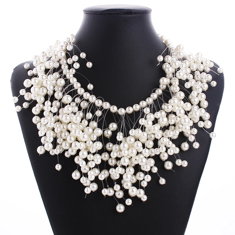 Newly Handmade Imitation Pearl Statement Necklace Wedding Jewelry Women's Fashion Accessories for Christmas Ethnic Jewelry
Newly Handmade Imitation Pearl Statement Necklace Wedding Jewelry Women's Fashion Accessories for Christmas Ethnic Jewelry