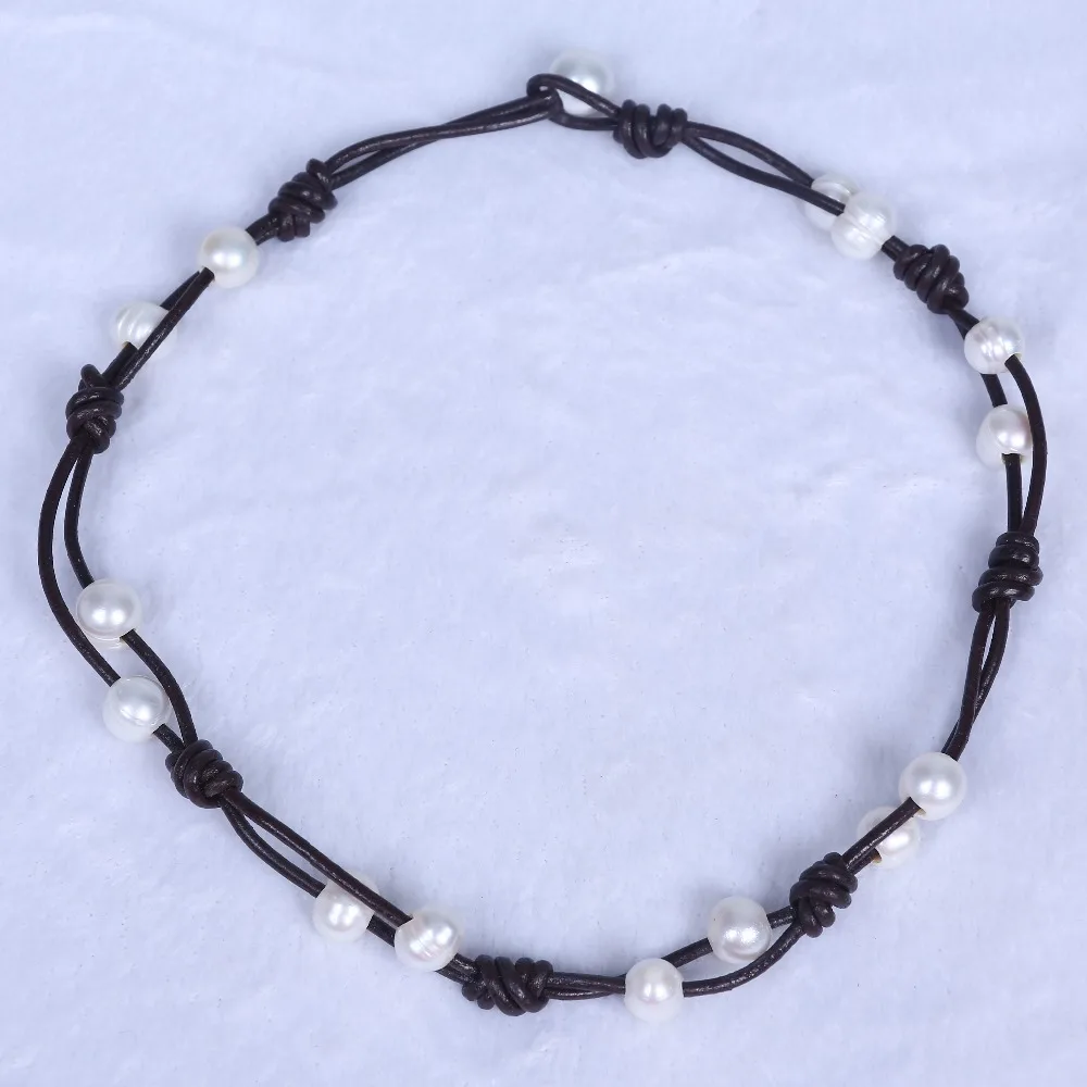 White potato shape real pearl necklace jewelry leather knitted women necklace for Christmas gifts
White potato shape real pearl necklace jewelry leather knitted women necklace for Christmas gifts