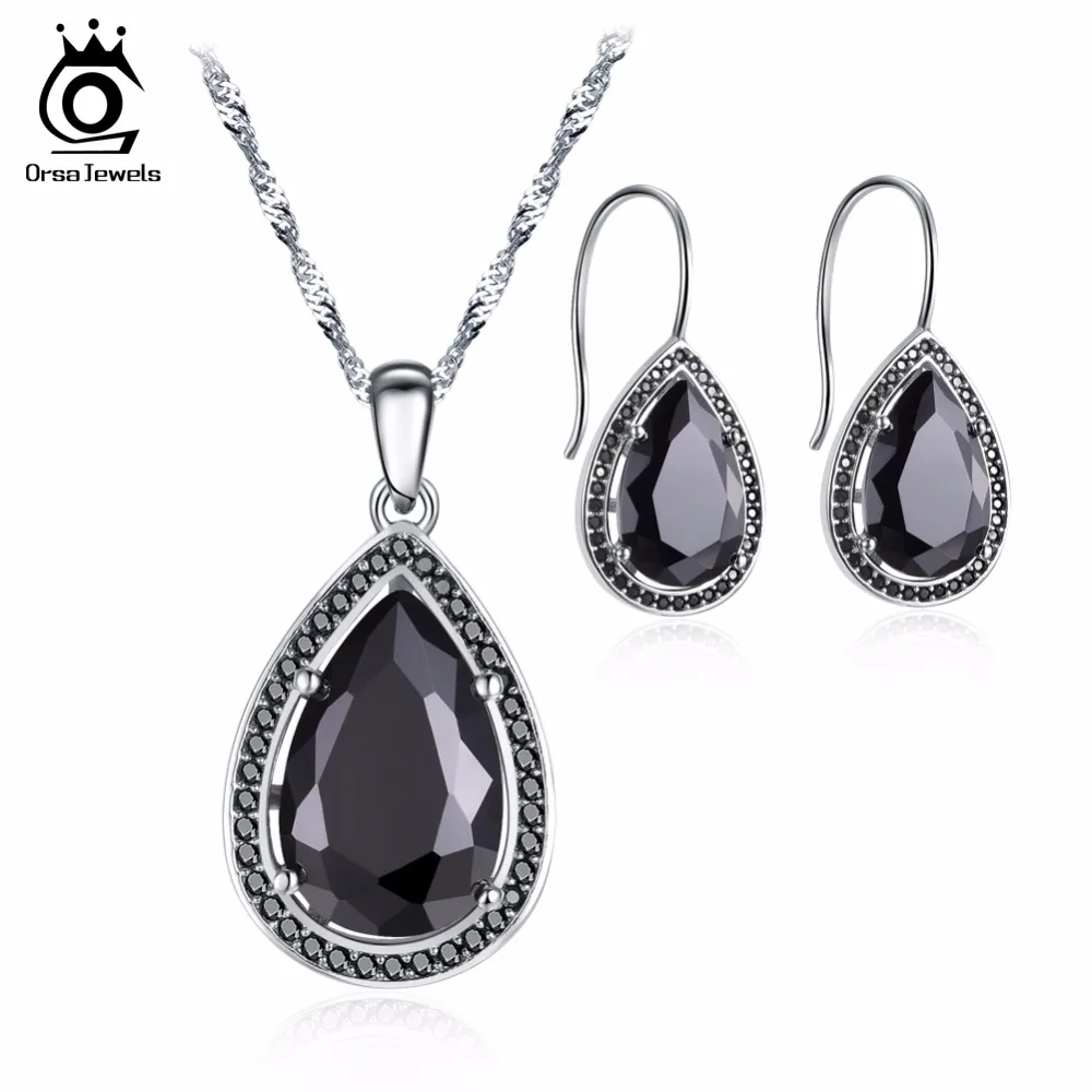 ORSA JEWELS 2019 Fashion White & Black Color Earring and Necklace with Water Drop AAA Cubic Zirconia Jewelry Sets for Women OS95
ORSA JEWELS 2019 Fashion White & Black Color Earring and Necklace with Water Drop AAA Cubic Zirconia Jewelry Sets for Women OS95
