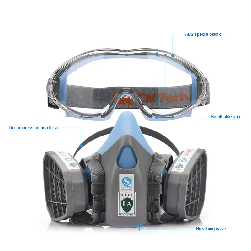 Half Face Gas Mask With Safety Goggles Chemical Dust Mask Filter Breathing Respirator High Quality Protective Mask for Toxic Gas
Half Face Gas Mask With Safety Goggles Chemical Dust Mask Filter Breathing Respirator High Quality Protective Mask for Toxic Gas