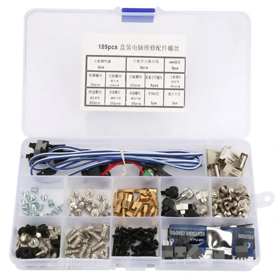 Stainless Self Tapping Screws Flat Screw 189Pcs Motherboard Hard Disk Screws PC Assortment Kit Computer Repairing
Stainless Self Tapping Screws Flat Screw 189Pcs Motherboard Hard Disk Screws PC Assortment Kit Computer Repairing