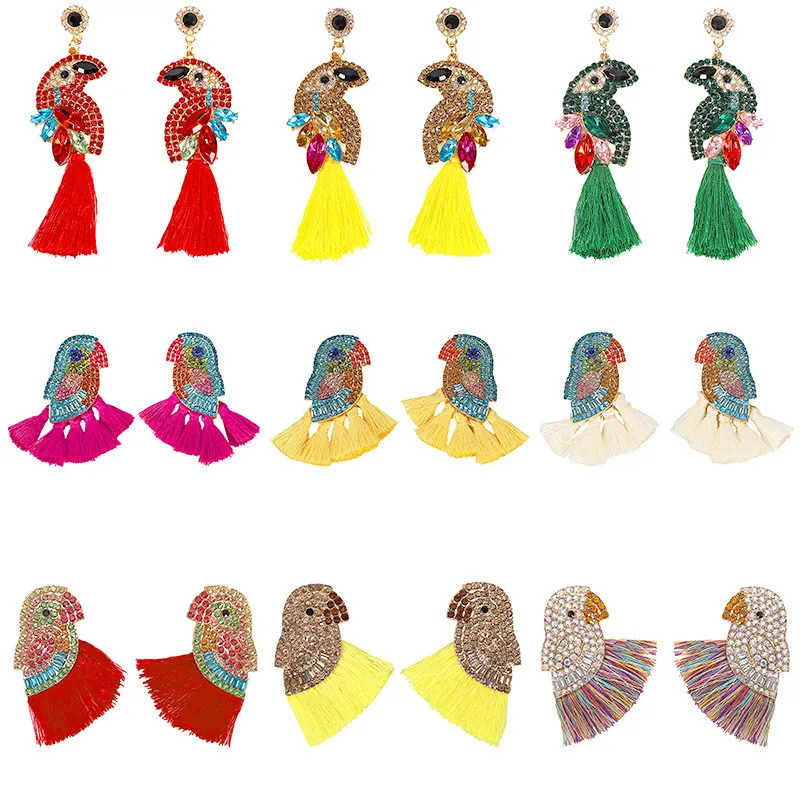 5 Styles Parrot Shape Tassel Earrings for Women Full Rhinestone Shiny Dangle Earrings Fringed Statement Earrings ET1219 
5 Styles Parrot Shape Tassel Earrings for Women Full Rhinestone Shiny Dangle Earrings Fringed Statement Earrings ET1219