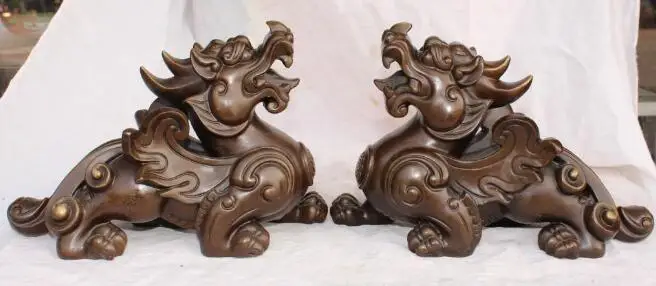 S5080 11"Pure Bronze Wealth Evil Dragon Beast Pixiu Chi-lin Unicorn Brave troops Pair
S5080 11"Pure Bronze Wealth Evil Dragon Beast Pixiu Chi-lin Unicorn Brave troops Pair