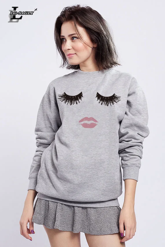 Lei-SAGLY Eyes Eyelash Women Fashion Crewneck Sweatshirts Red lips Printed Pullover Sudadera Mujer Kawaii Hoodies Tops Clothing
Lei-SAGLY Eyes Eyelash Women Fashion Crewneck Sweatshirts Red lips Printed Pullover Sudadera Mujer Kawaii Hoodies Tops Clothing