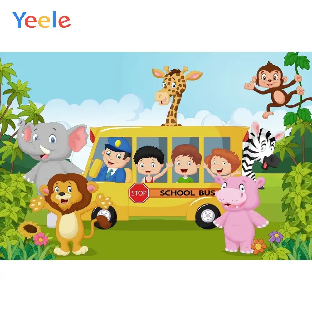 vinyl animals zoo school bus children birthday safari party