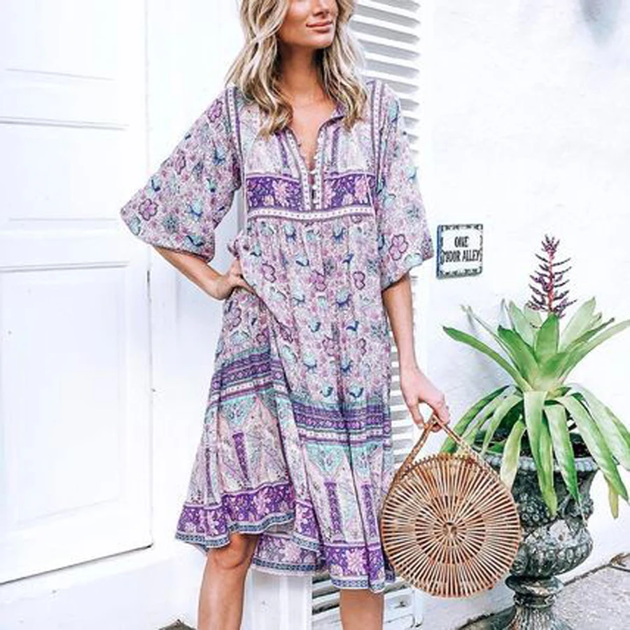 TEELYNN Long dress lilac floral print rayon sexy V-neck long sleeve women dresses bohemia loose Gypsy dresses Sukienka vestido
TEELYNN Long dress lilac floral print rayon sexy V-neck long sleeve women dresses bohemia loose Gypsy dresses Sukienka vestido