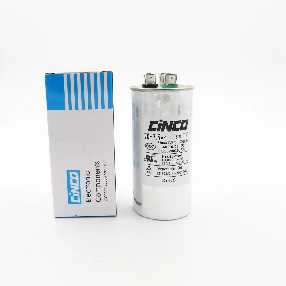70 uF + 5 uF 370/440VAC Run Capacitor Air Conditioner Compressor Motor Start Capacitor CBB65 Aluminum Can P2 CBB65A-1 370V 440V
70 uF + 5 uF 370/440VAC Run Capacitor Air Conditioner Compressor Motor Start Capacitor CBB65 Aluminum Can P2 CBB65A-1 370V 440V