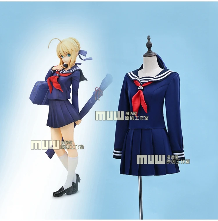 Free shipping Hot Anime fate/stay night cosplay Saber Arturia Pendragon cos JK blue Sailor suit Daily school uniforms costumes
Free shipping Hot Anime fate/stay night cosplay Saber Arturia Pendragon cos JK blue Sailor suit Daily school uniforms costumes