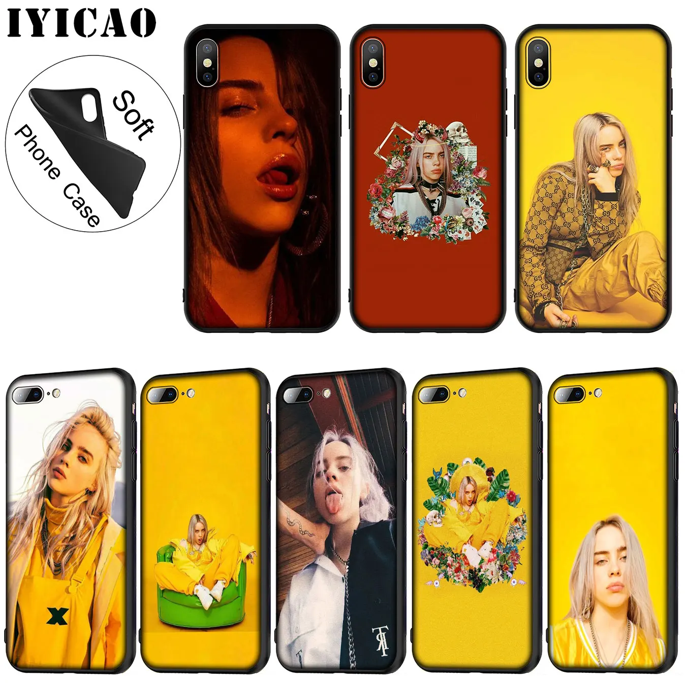 IYICAO Billie Eilish Khalid Soft Silicone Phone Case for iPhone XR X XS 11 Pro Max 6 6S 7 8 Plus 5 5S SE 10 TPU Black Cover
IYICAO Billie Eilish Khalid Soft Silicone Phone Case for iPhone XR X XS 11 Pro Max 6 6S 7 8 Plus 5 5S SE 10 TPU Black Cover