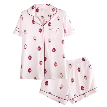 summer modal cotton strawberry pajama sets for young girls cardigan lapel female homewear big yards 3XL pijamas de mujer
summer modal cotton strawberry pajama sets for young girls cardigan lapel female homewear big yards 3XL pijamas de mujer