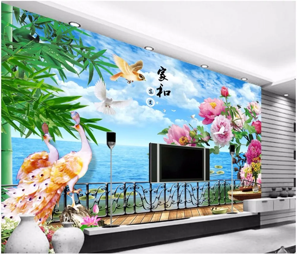 Custom mural 3d photo wallpaper seaside balcony peacock peony painting 3d wall murals wallpaper for living room walls 3 d
Custom mural 3d photo wallpaper seaside balcony peacock peony painting 3d wall murals wallpaper for living room walls 3 d