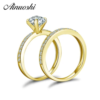 AINUOSHI 14K Solid Yellow Gold Wedding Ring Sets 1 ct Round Cut Sona Simulated Diamond Shinning Bague Women Engagement Ring Sets
AINUOSHI 14K Solid Yellow Gold Wedding Ring Sets 1 ct Round Cut Sona Simulated Diamond Shinning Bague Women Engagement Ring Sets