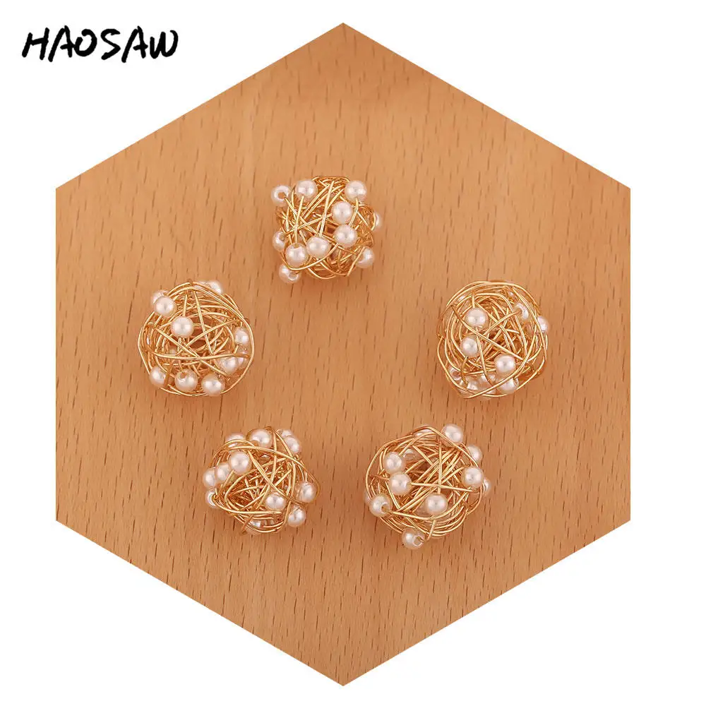 HAOSAW 19-20MM 4Pcs/Lot Pearls Stringed Wrapped Charm/Alloy Ball Jewelry/HandMade Earring Findings/Earring DIY Charms
HAOSAW 19-20MM 4Pcs/Lot Pearls Stringed Wrapped Charm/Alloy Ball Jewelry/HandMade Earring Findings/Earring DIY Charms