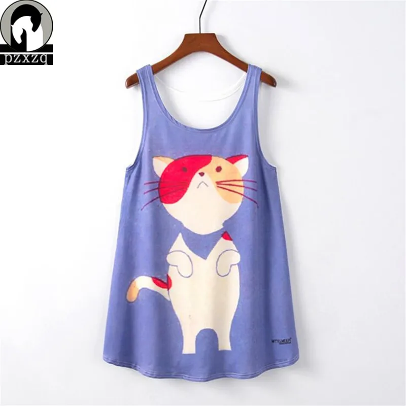 2019 Summer Long Tank Tops Women Fashion Cat Puss Print Vest blue T-Shirt Tee Sleeveless Shirt Female Loose large size
2019 Summer Long Tank Tops Women Fashion Cat Puss Print Vest blue T-Shirt Tee Sleeveless Shirt Female Loose large size