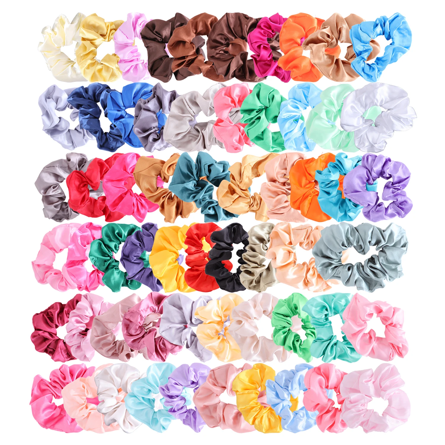 Colorful Silk Satin Scrunchy Set 60Pcs Strong Elastic Bobble Hair Bands Traceless Hair Rope Accessory for Ponytail Holder
Colorful Silk Satin Scrunchy Set 60Pcs Strong Elastic Bobble Hair Bands Traceless Hair Rope Accessory for Ponytail Holder