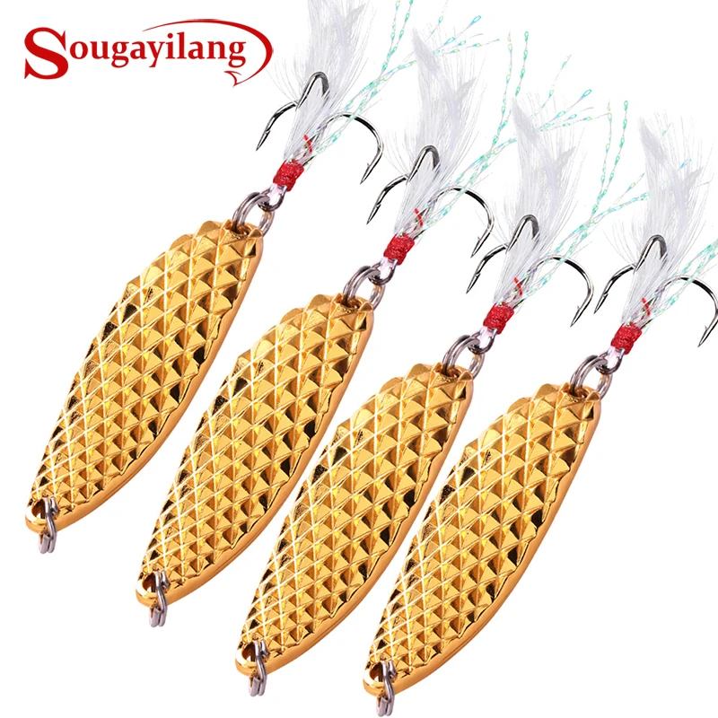 Sougayilang 4pcs Spoon Fishing Lure 15g 10.5cm Metal Fishing Bait Bass Baits Feather Hook Fishing Tackle
Sougayilang 4pcs Spoon Fishing Lure 15g 10.5cm Metal Fishing Bait Bass Baits Feather Hook Fishing Tackle