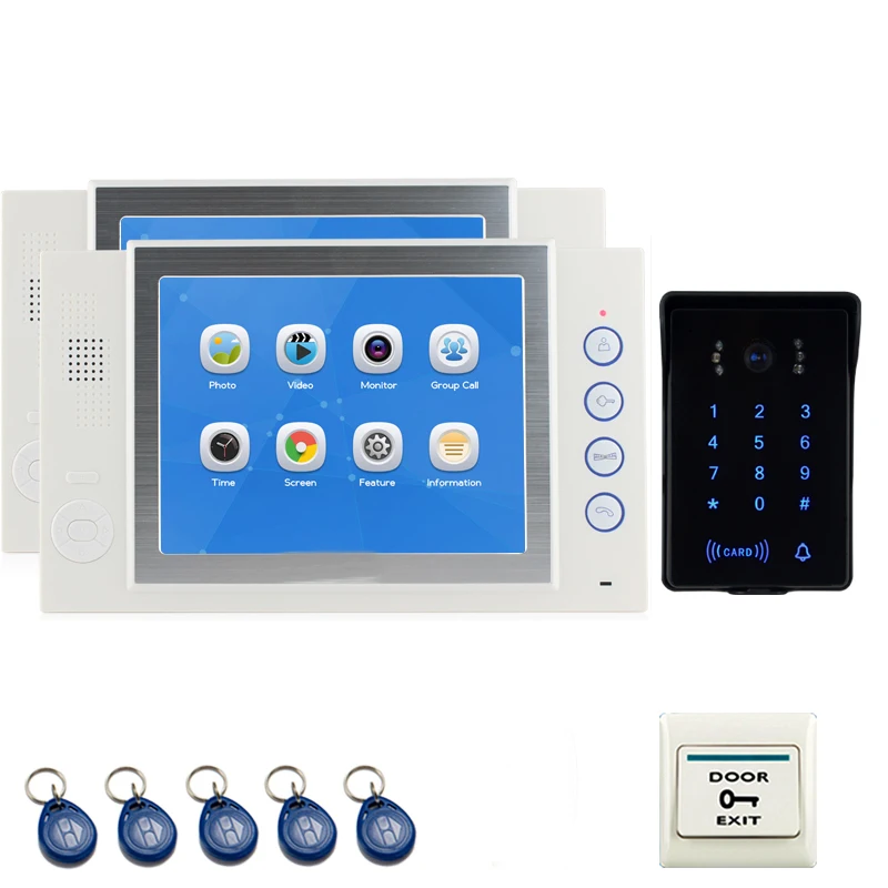 JEX 8`` LCD Video Door Phone Intercom system Kit Voice/Video Record Monitor +700TVL Waterproof Password Keypad RFID Camera 1V2
JEX 8`` LCD Video Door Phone Intercom system Kit Voice/Video Record Monitor +700TVL Waterproof Password Keypad RFID Camera 1V2