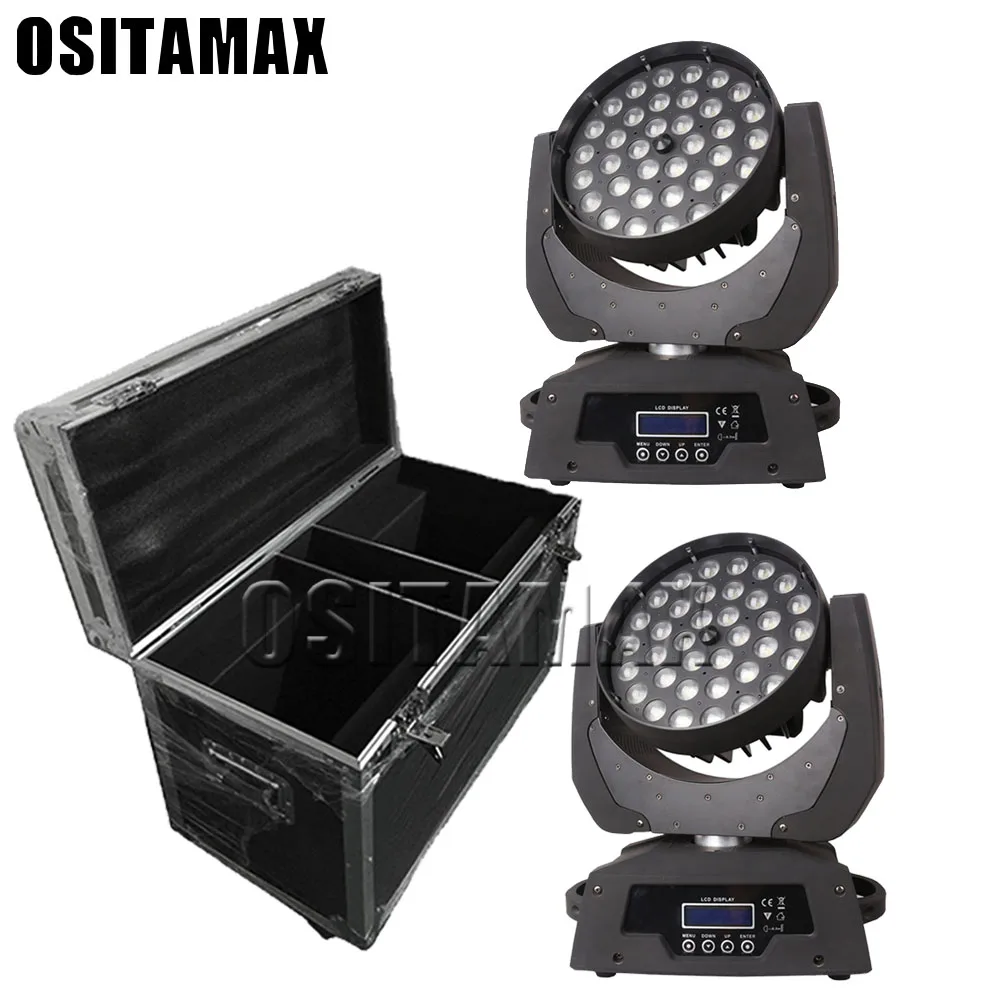 2 шт. 36x10 Вт светодиодное освещение для мытья зумом с корпусом flycase road case функцией