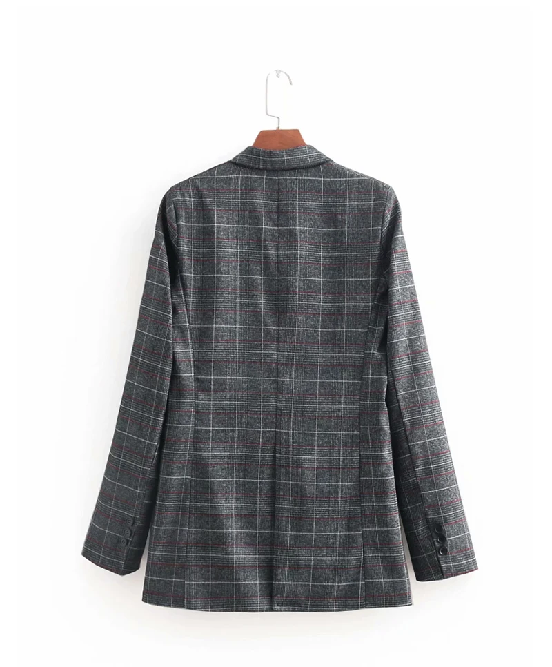 2018 Spring And Summer Women Suit New European Fashion Medium And Long Slim Fit Plaid Casual Blazer Small Suit For Women D8A159 (6)