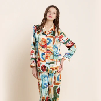 CEARPION Spring Summer Female 2pcs Shirt+pant Nightwear Sexy Casual Home Clothes Soft 100% Silk Pajamas Long Sleeve Sleep Wear
CEARPION Spring Summer Female 2pcs Shirt+pant Nightwear Sexy Casual Home Clothes Soft 100% Silk Pajamas Long Sleeve Sleep Wear