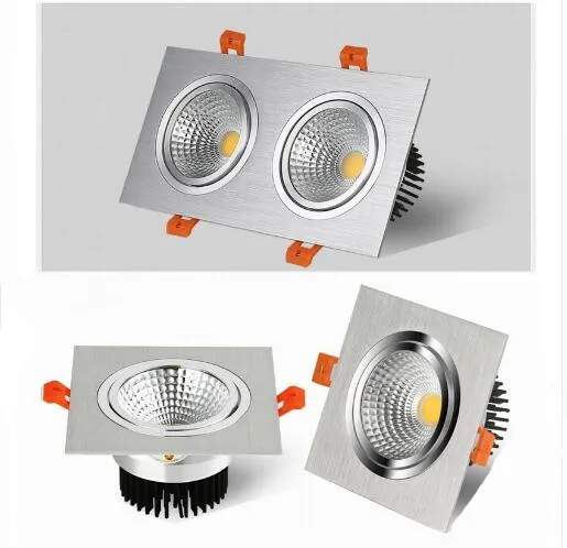 

silver Dimmable led downlight lamp 7W 9w 12w 18w 24w cob led spot AC110V-220V ceiling recessed downlights square led panel light