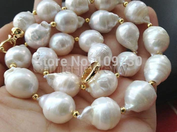 Jewelr 003789 13-15mm natural baroque Australian south sea white pearl necklace 18inch
Jewelr 003789 13-15mm natural baroque Australian south sea white pearl necklace 18inch