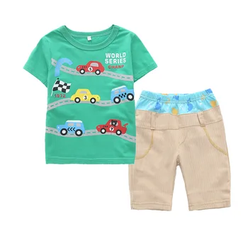 Children's short-sleeved suit boys and girls cotton suit car cartoon T-shirt short pants two-piece set CHD10054
Children's short-sleeved suit boys and girls cotton suit car cartoon T-shirt short pants two-piece set CHD10054