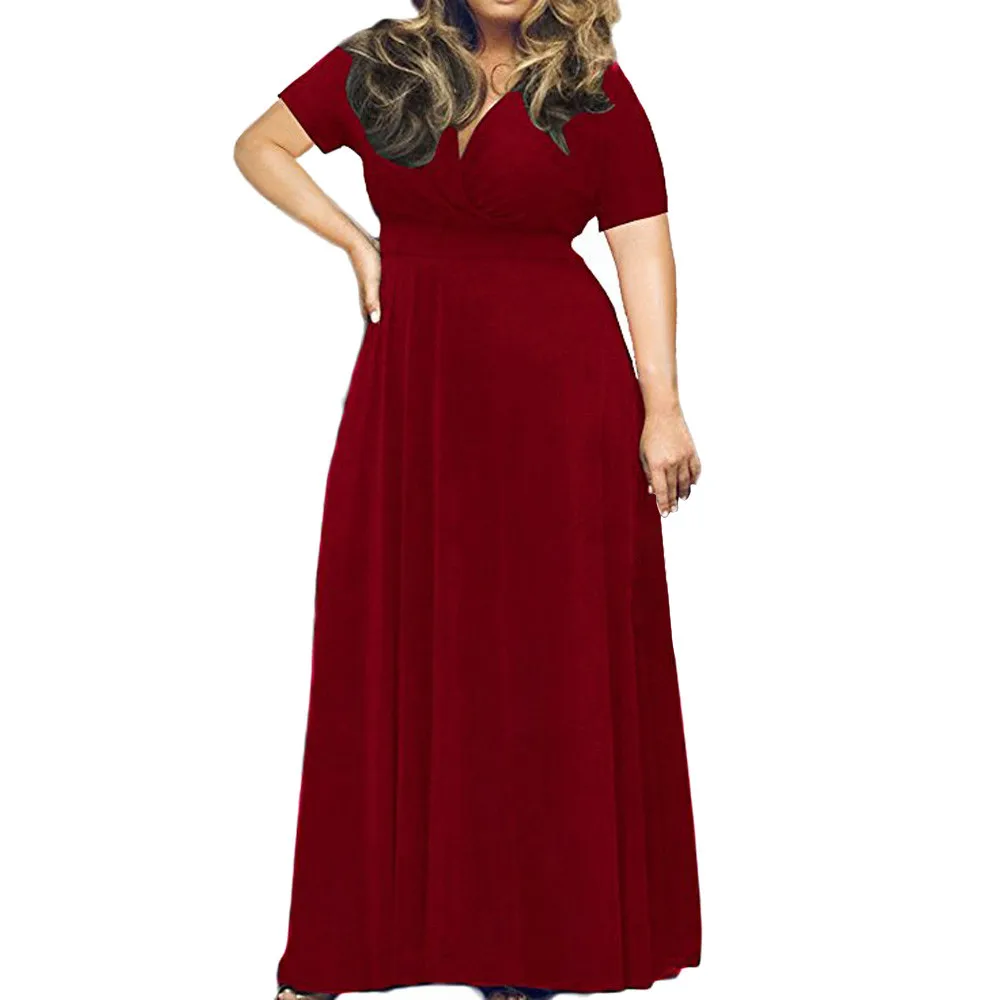 Best Selling Women's Solid V-Neck Short Sleeve Plus Size Evening Party Maxi Dress Party Club Dresses Vestidos
Best Selling Women's Solid V-Neck Short Sleeve Plus Size Evening Party Maxi Dress Party Club Dresses Vestidos
