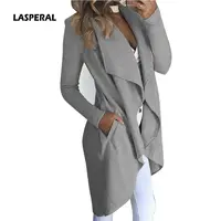 LASPERAL New Fashion Women Casual Pocket Irregular Cardigan Coat Loose Casual Basic Jacket Elegant Long Outwear 2018 Slim Jacket image