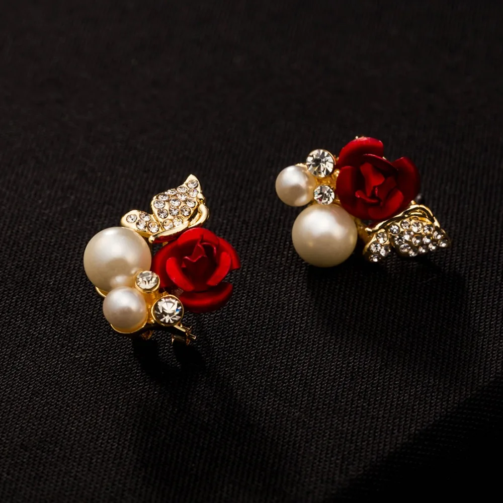 lingmei Women Fashion Jewelry Wedding Red Rose Flower Imitation Pearls White Zircon Yellow Gold Filled Earrings Free Shipping
lingmei Women Fashion Jewelry Wedding Red Rose Flower Imitation Pearls White Zircon Yellow Gold Filled Earrings Free Shipping