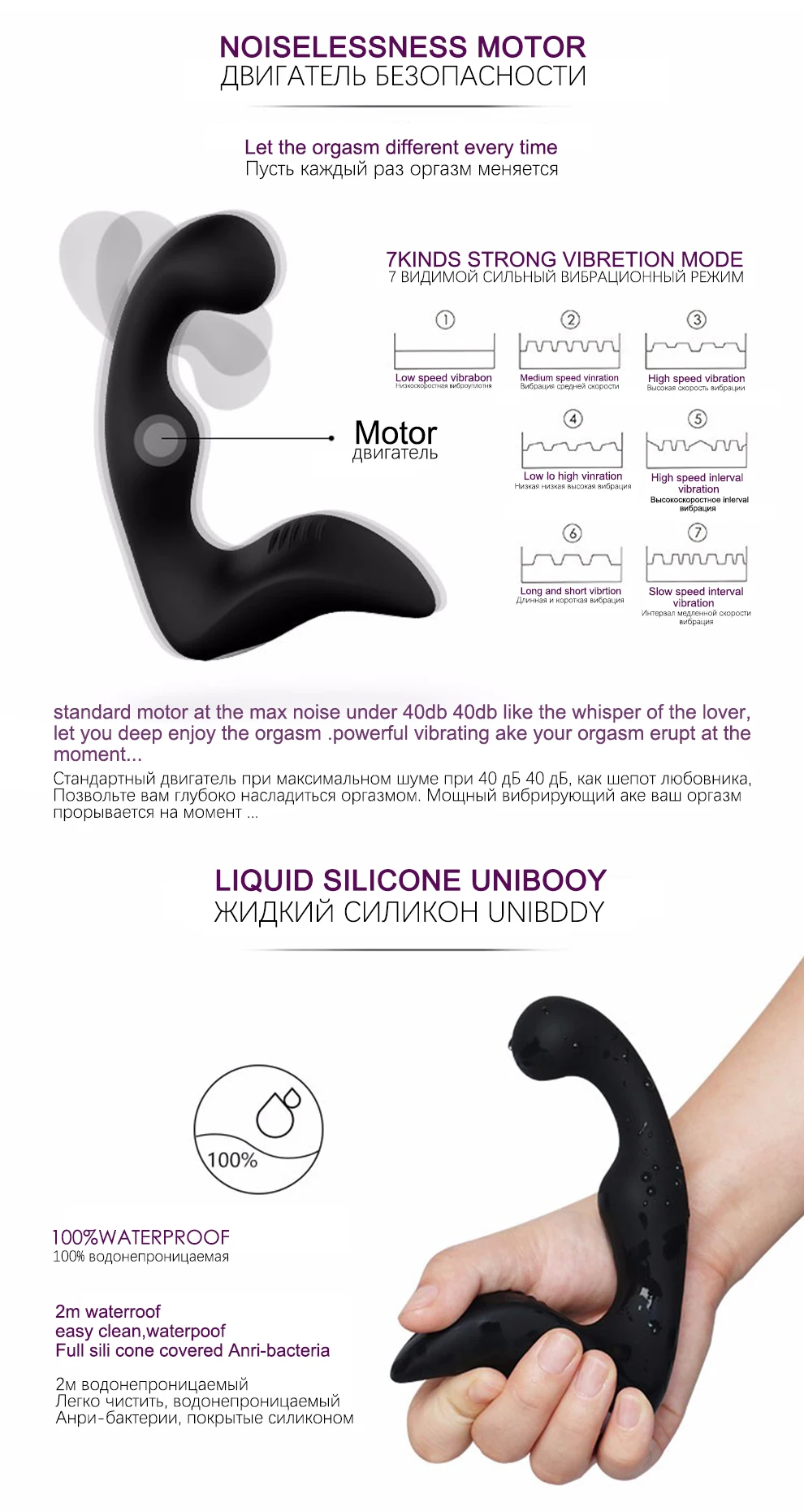 YUECHAO USB Rechargeable Anal Vibrator Plugs Japanese Prostate Massager Anal Sex Toys 7 Speeds Mode for Men Woman Masturbator 6