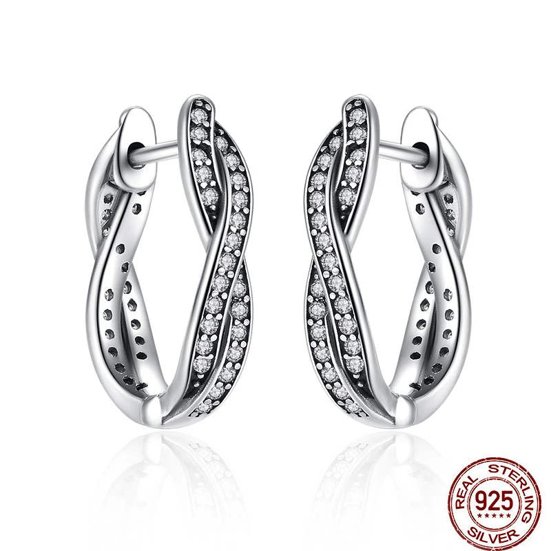 Authentic 925 Sterling Silver Twist Of Fate hoop Earrings,925 silver Clear CZ earrings for Women Wedding Fashion Jewelry
Authentic 925 Sterling Silver Twist Of Fate hoop Earrings,925 silver Clear CZ earrings for Women Wedding Fashion Jewelry