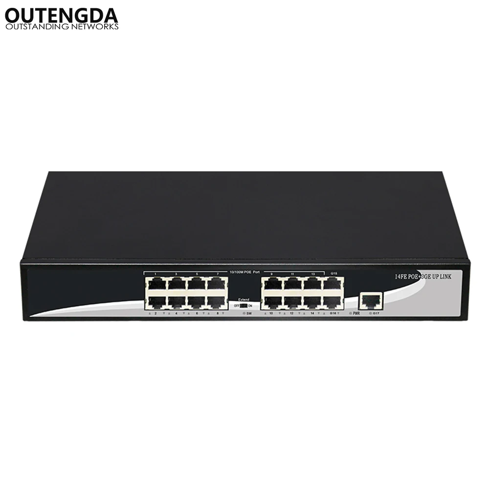 17 Ports POE Switch with 14 10/100M POE Ports 3 RJ-45 Gigabit Ports Power to IP Camera/Wireless AP IEEE802.3af/at PoE Switch
17 Ports POE Switch with 14 10/100M POE Ports 3 RJ-45 Gigabit Ports Power to IP Camera/Wireless AP IEEE802.3af/at PoE Switch