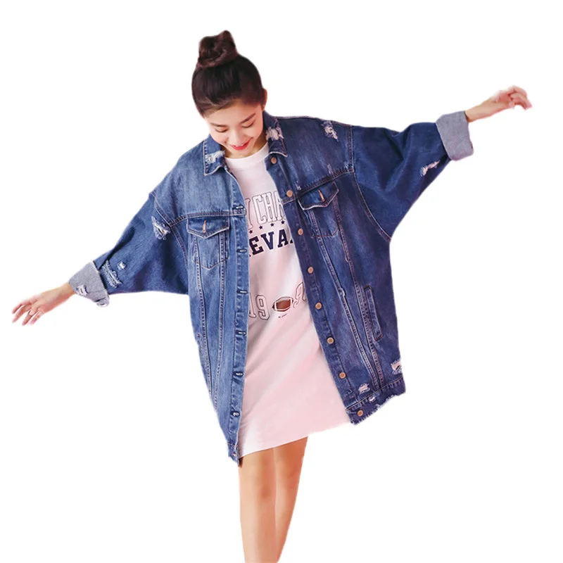 Hole Denim Jacket 2019 Spring Autumn Women Mediun long Loose Large size BF style Casual Coat Single-breasted Denim Jacket JIA129
Hole Denim Jacket 2019 Spring Autumn Women Mediun long Loose Large size BF style Casual Coat Single-breasted Denim Jacket JIA129