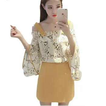 A Women Blouse Slim Skirt Clothing Set 2019 Summer New Design Skirt Suit Dew Shoulder Floral Chiffon Two-Piece Outfit Korea Styl
A Women Blouse Slim Skirt Clothing Set 2019 Summer New Design Skirt Suit Dew Shoulder Floral Chiffon Two-Piece Outfit Korea Styl