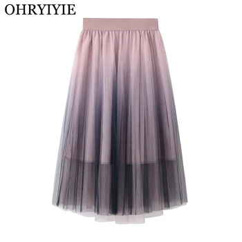 OHRYIYIE Spring Summer Gradient Color Tulle Skirts Women 2019 Elastic High Waist Pleated Midi Tutu Skirt Jupe Longue Femme SK062
OHRYIYIE Spring Summer Gradient Color Tulle Skirts Women 2019 Elastic High Waist Pleated Midi Tutu Skirt Jupe Longue Femme SK062