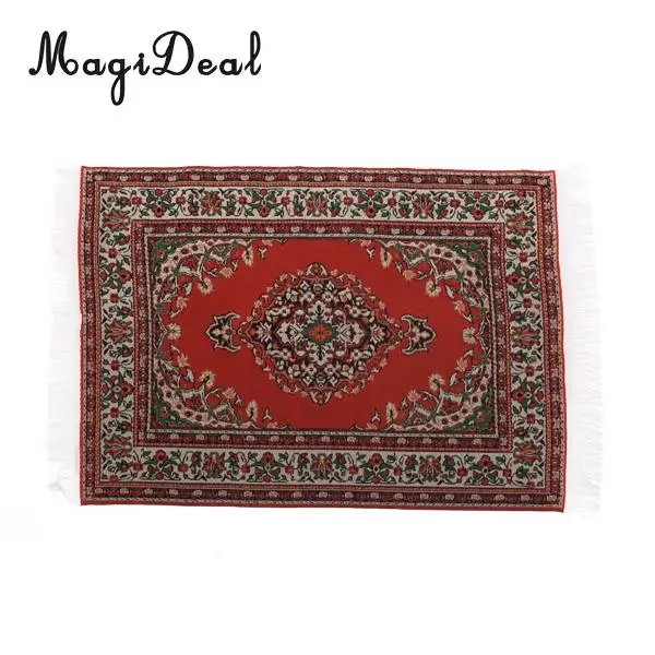 Chinese Happiness Theme Handmade Woven 1/12 Miniaturte Dollhouse Rug Fioor Capret for Living Room Door Furniture Decor