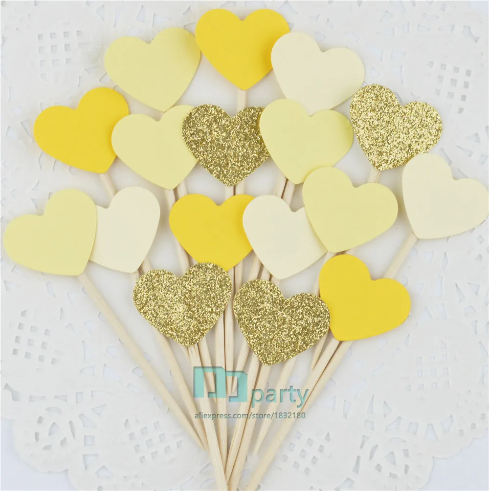 40pcs glitter Gold yellow hearts Cupcake Toppers wedding food toothpicks birthday baby bridal shower party food picks cake decor
40pcs glitter Gold yellow hearts Cupcake Toppers wedding food toothpicks birthday baby bridal shower party food picks cake decor