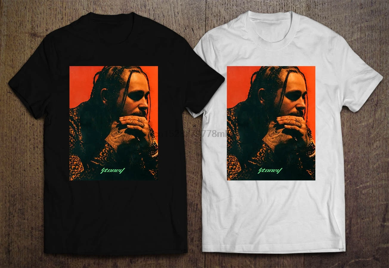 Post Malone Stoney мужская черно-белая футболка бесплатная доставка ветровка с кошкой
