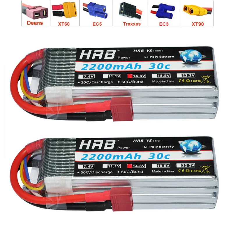 2pcs HRB RC Lipo Battery Akku 14.8V 2200mah 4s 30C Max 60C For RC Helicopter Airplane Car Quadcopter
2pcs HRB RC Lipo Battery Akku 14.8V 2200mah 4s 30C Max 60C For RC Helicopter Airplane Car Quadcopter