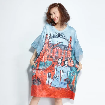 2019 summer new women's dress student wild T-shirt long section cover belly loose large size dress female
2019 summer new women's dress student wild T-shirt long section cover belly loose large size dress female