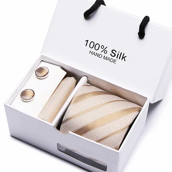Tie 100% Silk Jacquard Woven Classic Gravata Tie Hanky Cufflinks box Set Formal Wedding Business Party Gold Striped necktie
Tie 100% Silk Jacquard Woven Classic Gravata Tie Hanky Cufflinks box Set Formal Wedding Business Party Gold Striped necktie
