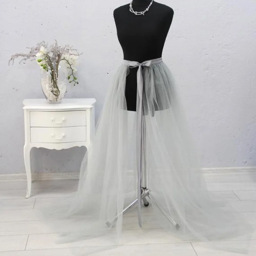 Boho See Thru Light Gray Long Tulle Skirts Women Over -Wrap Tutu Skirt With Ribbon Sash Bow A-line Bridal Detachable Train
Boho See Thru Light Gray Long Tulle Skirts Women Over -Wrap Tutu Skirt With Ribbon Sash Bow A-line Bridal Detachable Train