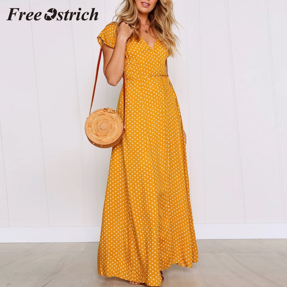 Free Ostrich 2019 Womens Dot Long Boho Dress Lady Beach Summer Sundrss Maxi Dress New French Holiday Style Long Dress Hot Sales
Free Ostrich 2019 Womens Dot Long Boho Dress Lady Beach Summer Sundrss Maxi Dress New French Holiday Style Long Dress Hot Sales