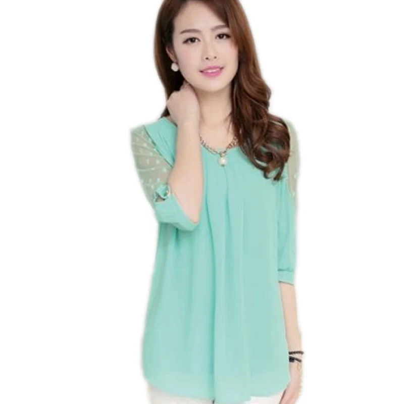 New Korean Summer Blusas Femininas Loose Lace Blouse O-Neck Half Sleeve Dot Print Chiffon Blouses Women Lace Shirt
New Korean Summer Blusas Femininas Loose Lace Blouse O-Neck Half Sleeve Dot Print Chiffon Blouses Women Lace Shirt