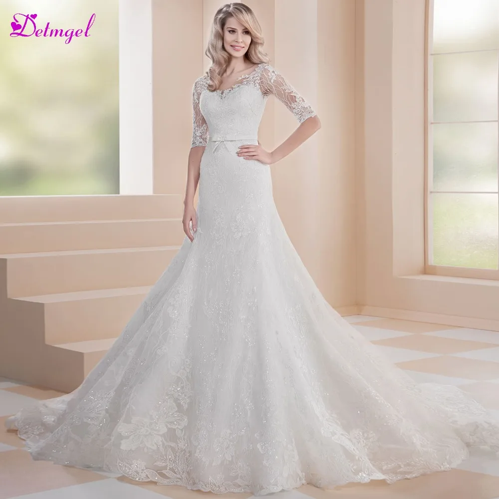 Detmgel New Arrival Scoop Neck Button Lace Mermaid Wedding Dresses 2019 Luxury Beaded Half Sleeve Princess Bridal Gown Plus Size
Detmgel New Arrival Scoop Neck Button Lace Mermaid Wedding Dresses 2019 Luxury Beaded Half Sleeve Princess Bridal Gown Plus Size