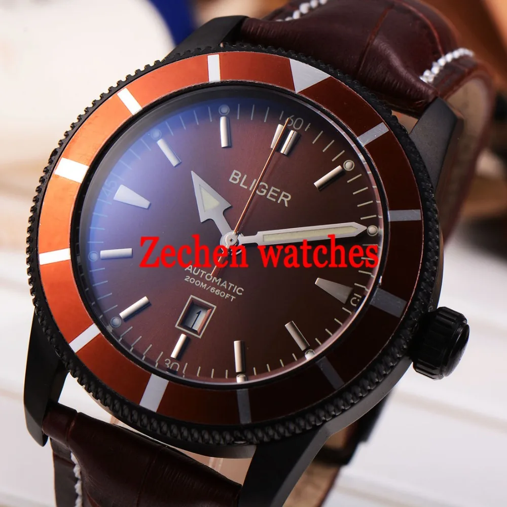 46mm Bliger watch Mechanical automatic Date Indicator coffee dial mens Wristwatch
46mm Bliger watch Mechanical automatic Date Indicator coffee dial mens Wristwatch