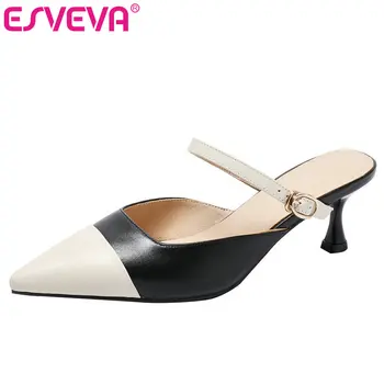 ESVEVA 2019 Women Sandals Cow Leather +PU Thin Med Heel Mixed Color Pointed Toe Slingback Elegant Ladies Pumps Summer Size 34-39
ESVEVA 2019 Women Sandals Cow Leather +PU Thin Med Heel Mixed Color Pointed Toe Slingback Elegant Ladies Pumps Summer Size 34-39