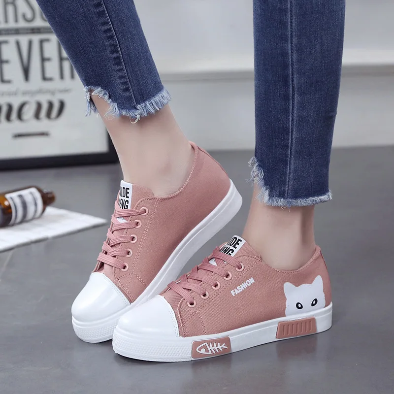 Women Shoes 2019 Casual Shoes Women Flats Canvas Shoes Fashion Women Sneakers Lace Up Cartoon Ladies Shoes Cat Female Sneakers
Women Shoes 2019 Casual Shoes Women Flats Canvas Shoes Fashion Women Sneakers Lace Up Cartoon Ladies Shoes Cat Female Sneakers